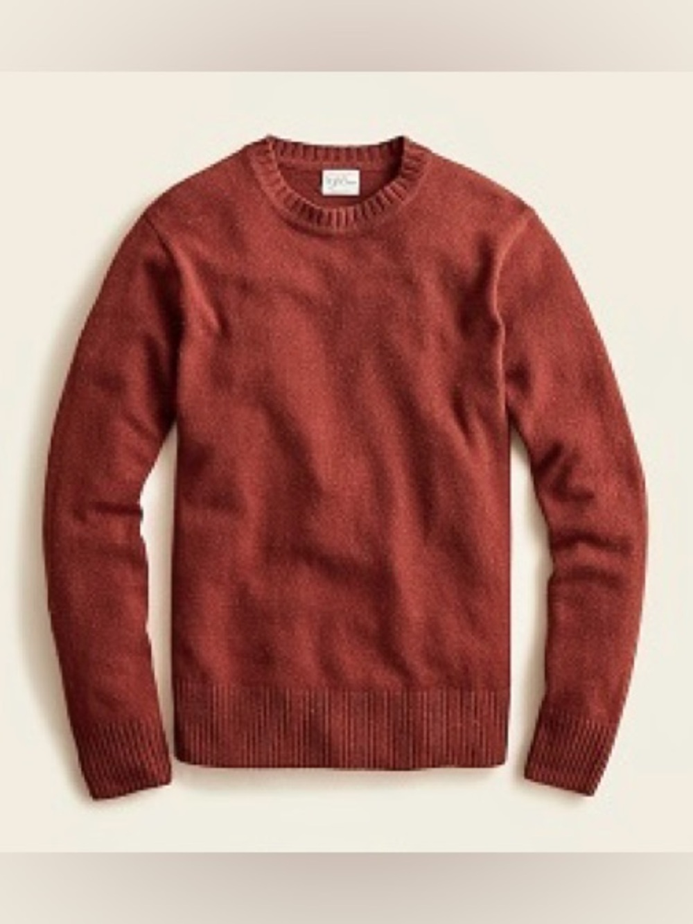 NWT J.Crew Men's Rugged Merino Wool Blend Crewneck Sweater, Deep Redwood, Large